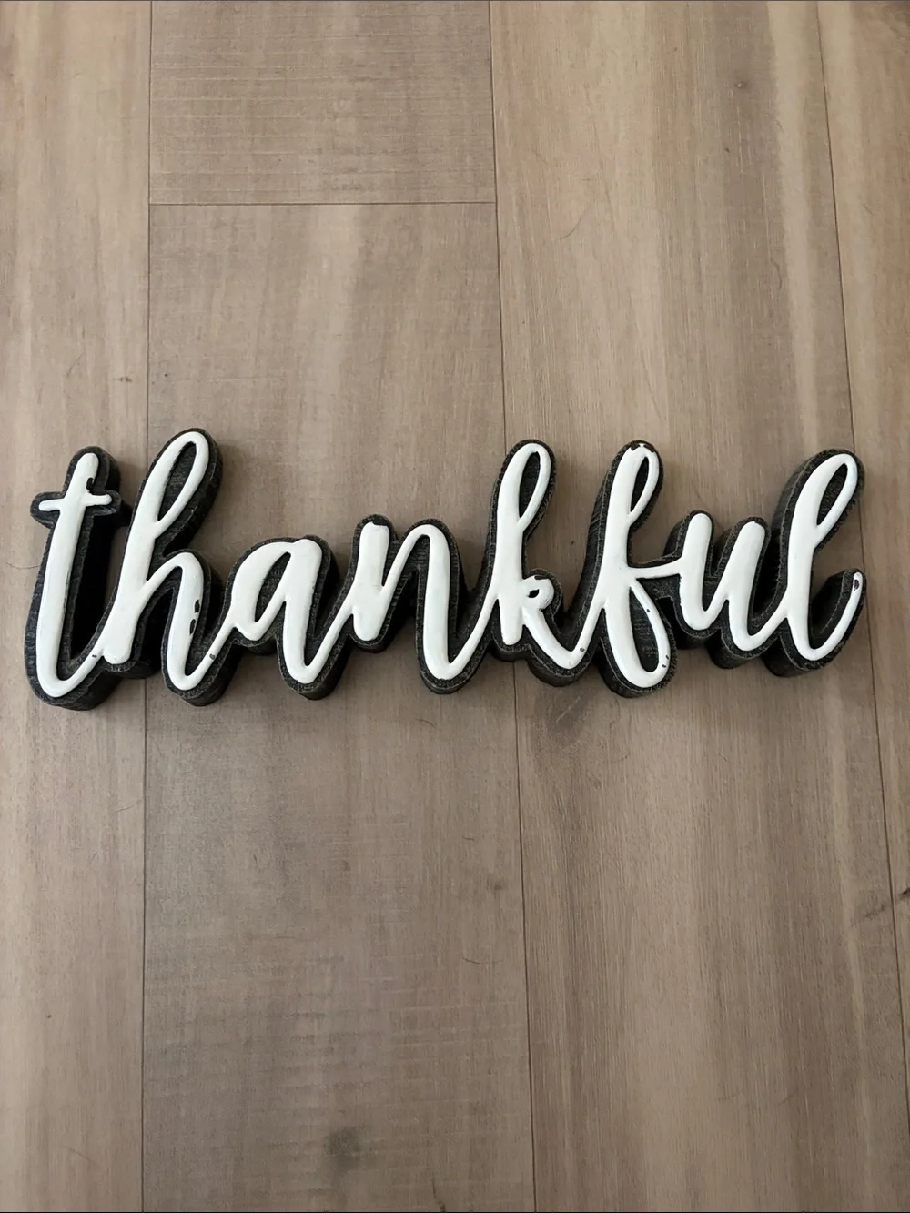 Thankful Script Wall Sign - White and Black Home Decor